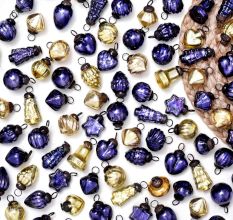 50 Pieces Purple and Gold Christmas Ornaments - Vintage Golden Christmas Tree Ornaments